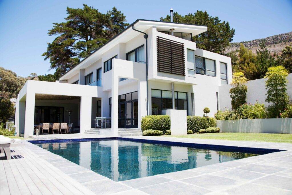 Large Modern House with Pool Exterior 3D Rendering London