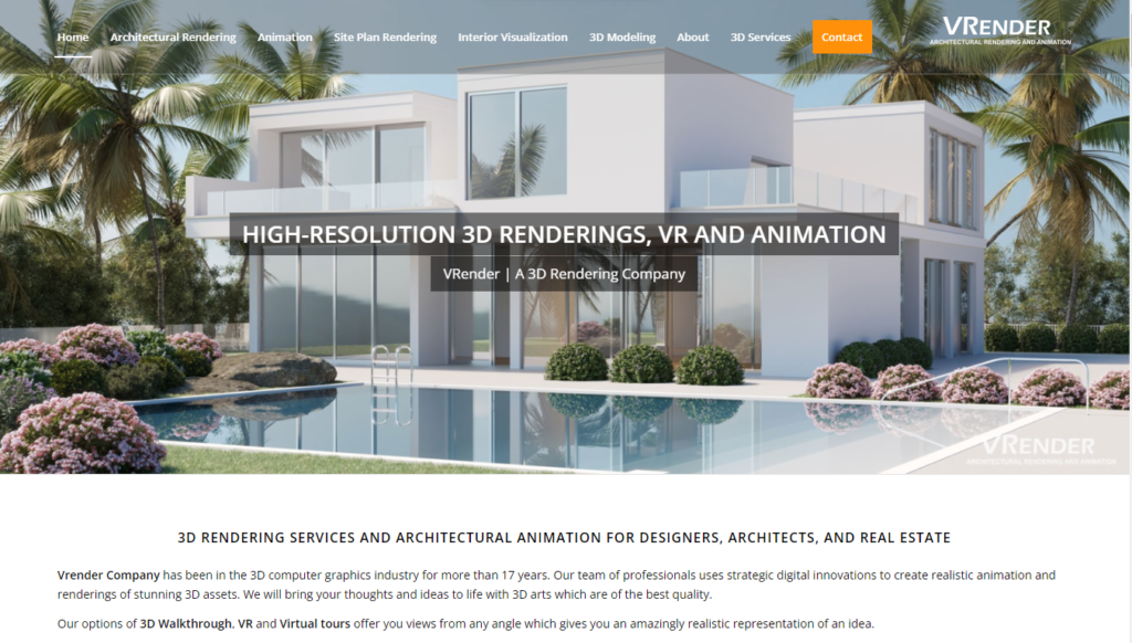 landing page of vrender
