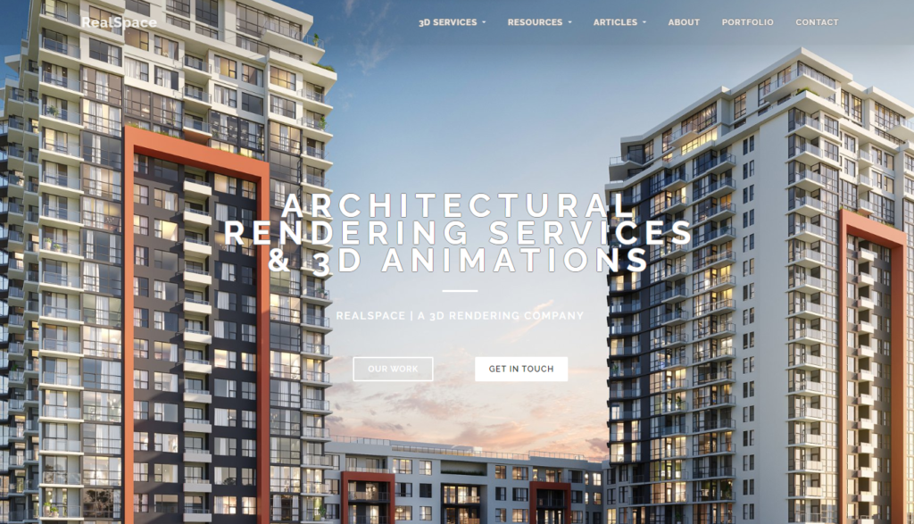 landing page of realspace