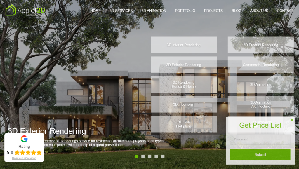 landing page of aplet3d