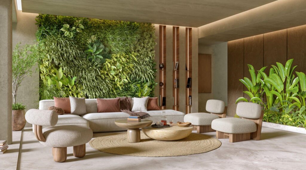 3d interior rendering of living room