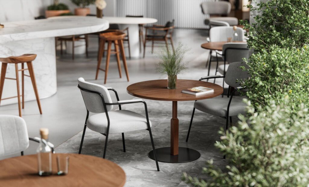 3d interior rendering of a cafe