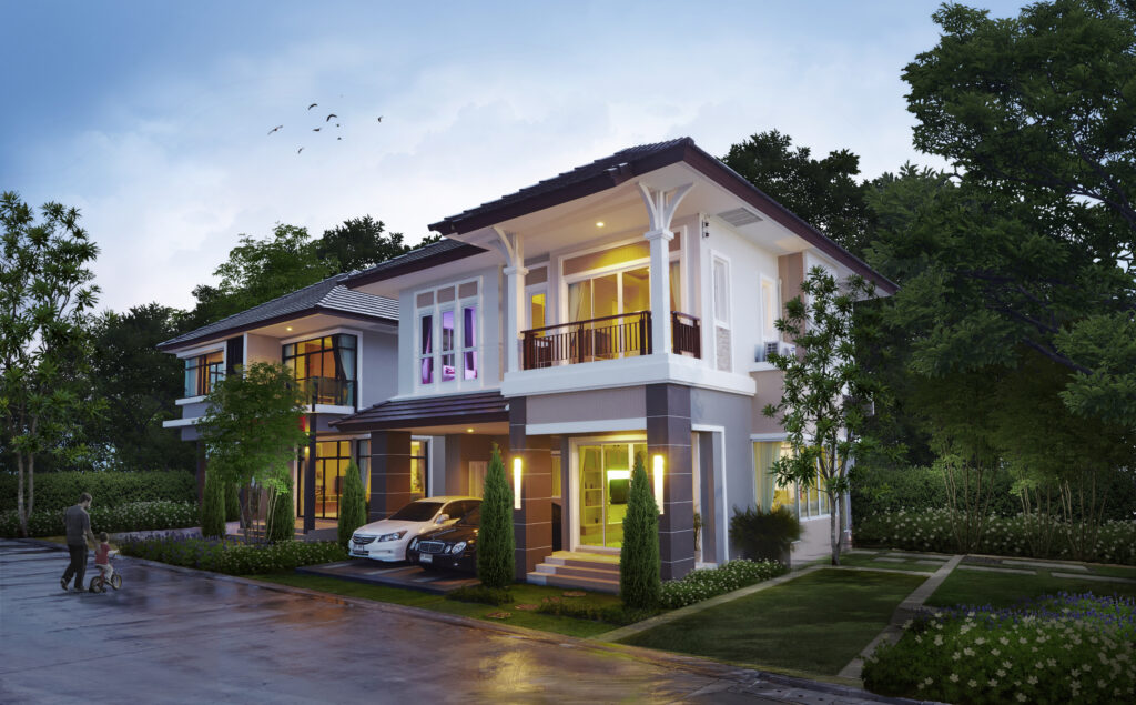 house thailand with car parked front it