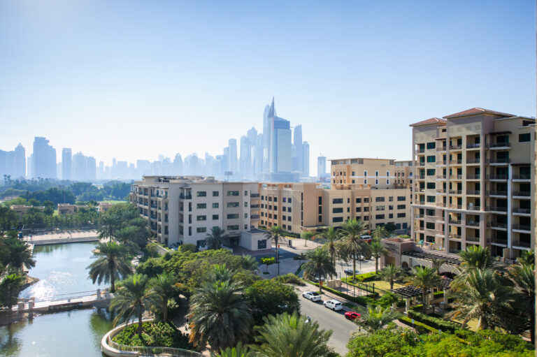 a 3d architectural rendering of dubai-united-arab-emirates green community