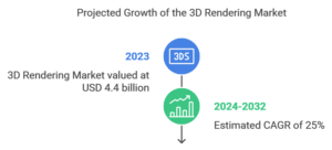 A image showing a projected growth of the 3D Rendering Architecture Market
